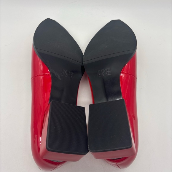 Rotcv Women's Mid Square Heel Patent Leather Pumps, Red, 11.5 - Picture 6 of 6